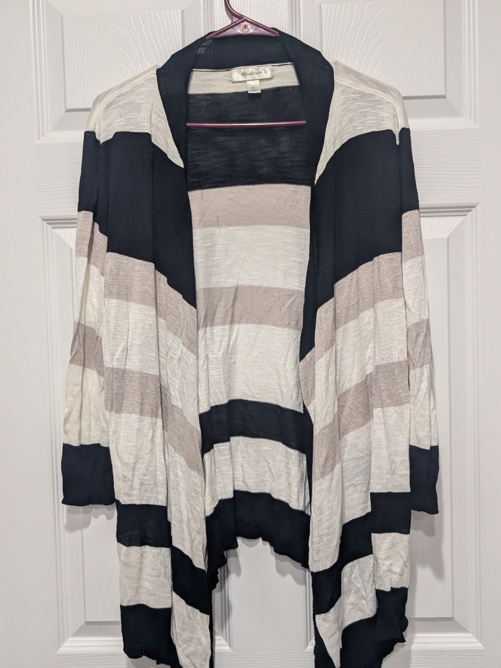Striped Open-Front Women’s Cardigan Sweater